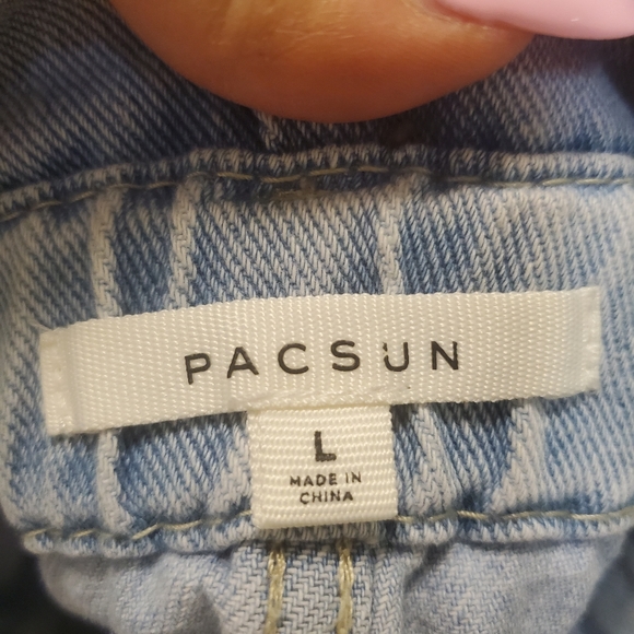 PAC SUN Denim Mini Skirt Paperbag Waist Like NEW Size Lg - Picture 8 of 10